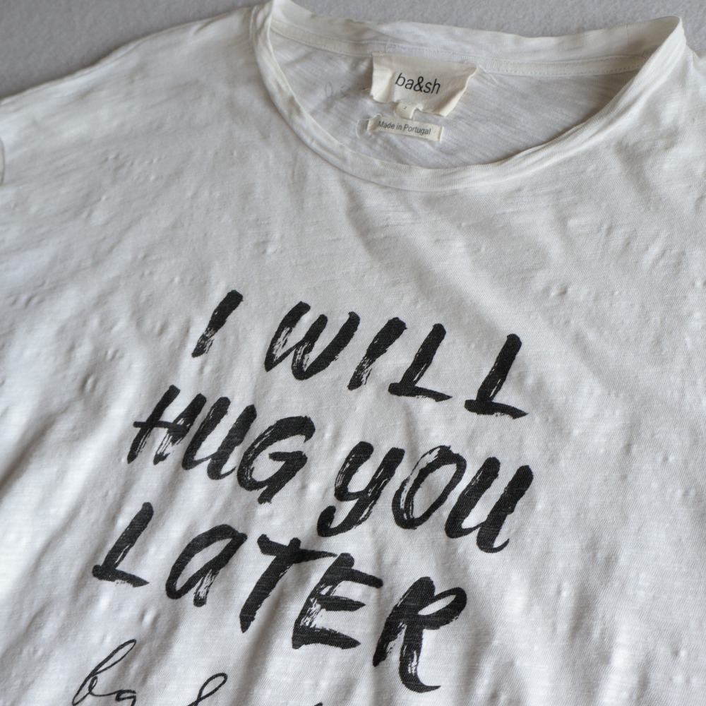ba&sh I Will Hug You Later Graphic Slub T-Shirt White Size 2